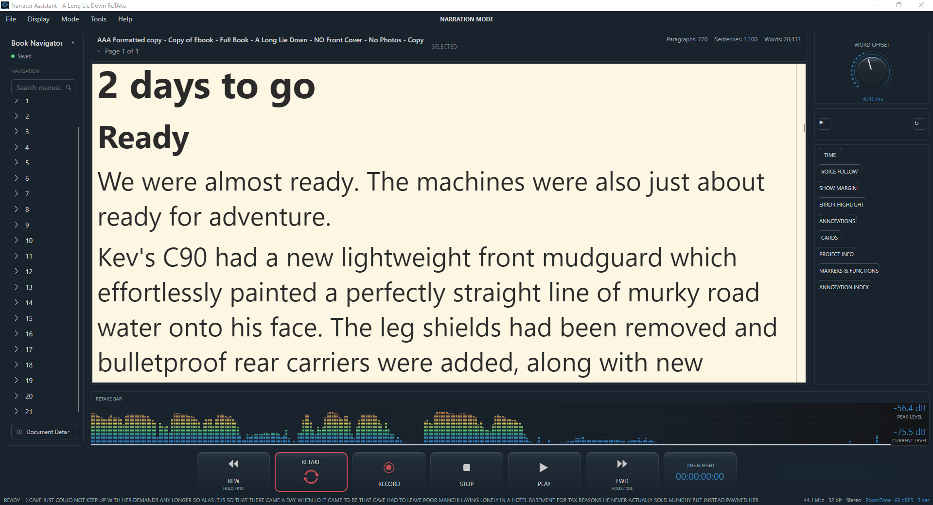 Word Search functionality in the ReTake narration workspace